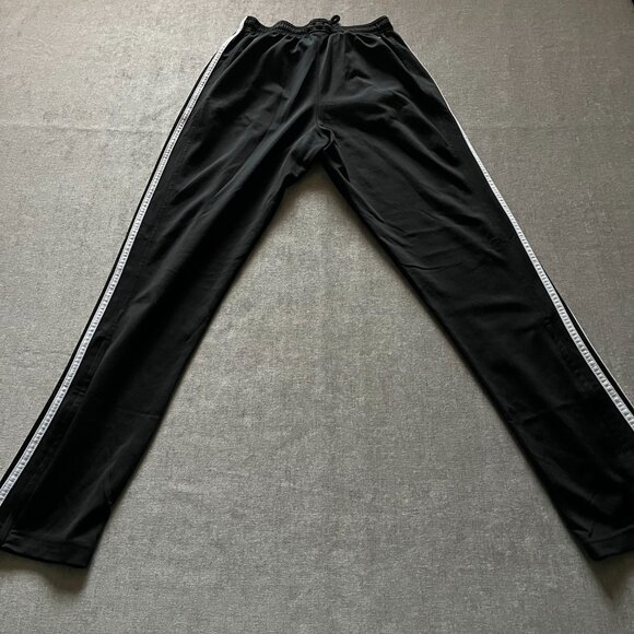 Adidas Track Running Pants Men Small Black White Stripes Ankle Zip Jogger - Picture 2 of 7